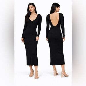 Banana Republic Black Ribbed Knit Midi Dress | M | NWOT